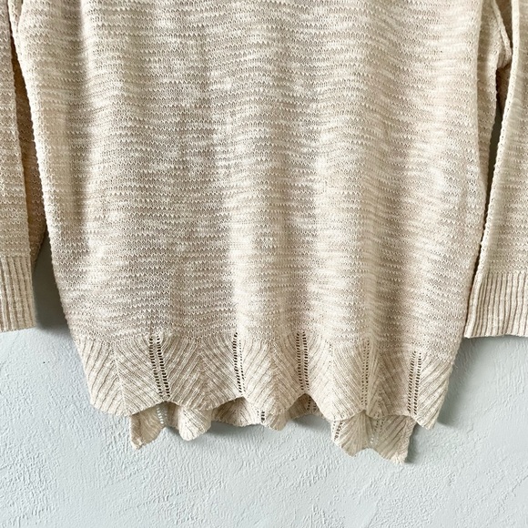 Maurice’s Cut Out Open Neck Keyhole Sweater Beige Cream high Crew neck Shirt - Picture 5 of 9
